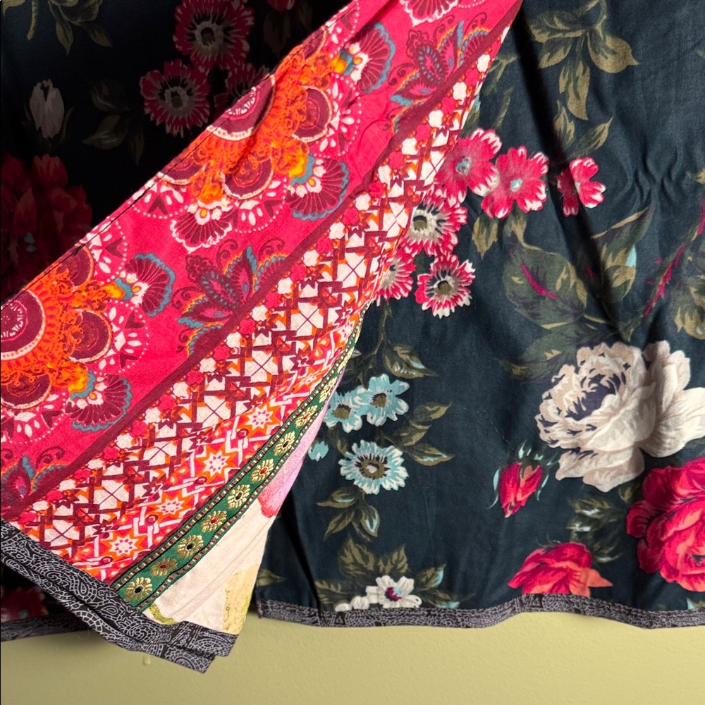 Patchwork Floral Mini Skirt in Teal, Pink & Green - Picture 10 of 16